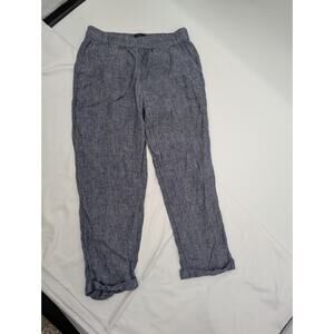 Rachel Roy Chambray 100% Linen Pants Medium Beachy Vacation Resort Coastal Boat